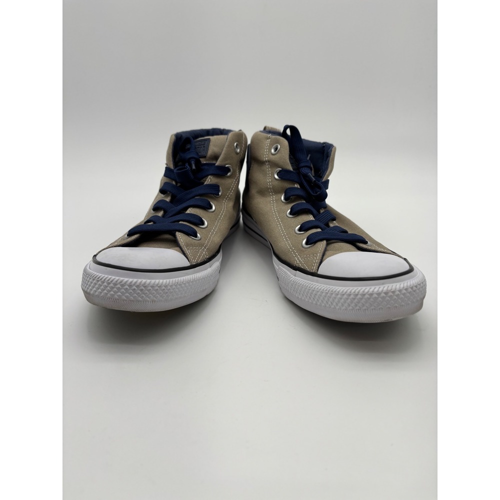 Converse High-Top Sneakers in Tan with Navy Accents - Picture 6 of 8